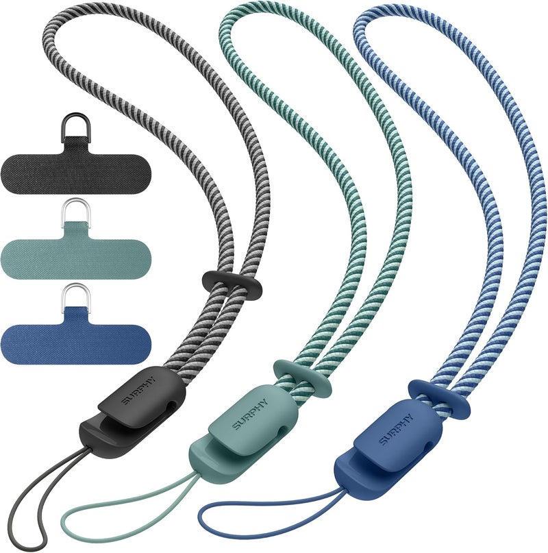 SURPHY 3 Pack Phone Wrist Strap with CellPhone Tether Tab, Cellphone Lanyard, Phone Strap with 2-Color Braided, Wrist Lanyard - Image 1